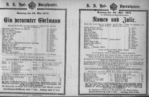 Theaterzettel (Oper und Burgtheater in Wien) 18730525 Seite: 1