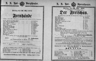 Theaterzettel (Oper und Burgtheater in Wien) 18730530 Seite: 1