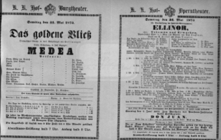 Theaterzettel (Oper und Burgtheater in Wien) 18730531 Seite: 1