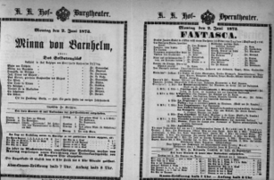 Theaterzettel (Oper und Burgtheater in Wien) 18730602 Seite: 1