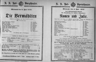 Theaterzettel (Oper und Burgtheater in Wien) 18730604 Seite: 1
