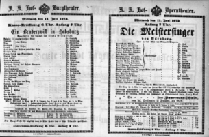 Theaterzettel (Oper und Burgtheater in Wien) 18730611 Seite: 1