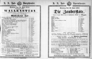 Theaterzettel (Oper und Burgtheater in Wien) 18730615 Seite: 1