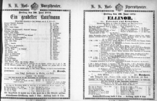 Theaterzettel (Oper und Burgtheater in Wien) 18730620 Seite: 1