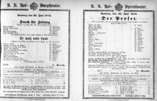 Theaterzettel (Oper und Burgtheater in Wien) 18730621 Seite: 1