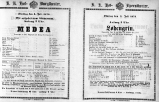 Theaterzettel (Oper und Burgtheater in Wien) 18730701 Seite: 1