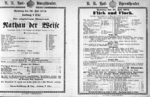 Theaterzettel (Oper und Burgtheater in Wien) 18730712 Seite: 1