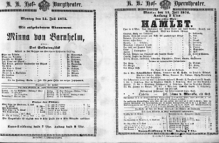 Theaterzettel (Oper und Burgtheater in Wien) 18730714 Seite: 1