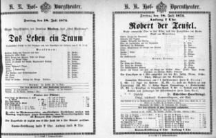 Theaterzettel (Oper und Burgtheater in Wien) 18730718 Seite: 1