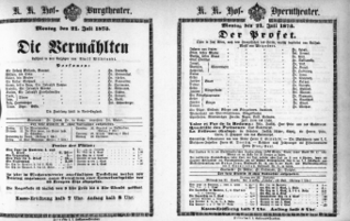 Theaterzettel (Oper und Burgtheater in Wien) 18730721 Seite: 1