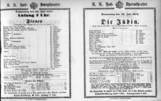 Theaterzettel (Oper und Burgtheater in Wien) 18730724 Seite: 1