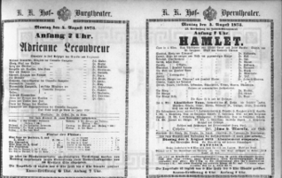 Theaterzettel (Oper und Burgtheater in Wien) 18730804 Seite: 1