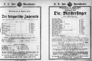 Theaterzettel (Oper und Burgtheater in Wien) 18730806 Seite: 1