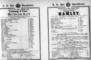 Theaterzettel (Oper und Burgtheater in Wien) 18730810 Seite: 1