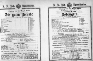 Theaterzettel (Oper und Burgtheater in Wien) 18730812 Seite: 1