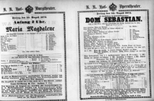 Theaterzettel (Oper und Burgtheater in Wien) 18730815 Seite: 1