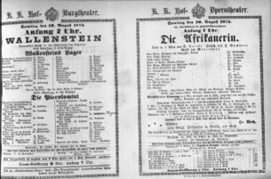 Theaterzettel (Oper und Burgtheater in Wien) 18730816 Seite: 1