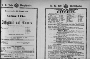 Theaterzettel (Oper und Burgtheater in Wien) 18730828 Seite: 1