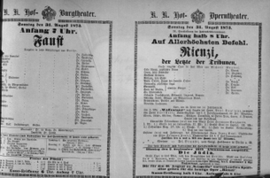 Theaterzettel (Oper und Burgtheater in Wien) 18730831 Seite: 1