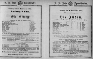 Theaterzettel (Oper und Burgtheater in Wien) 18730902 Seite: 1