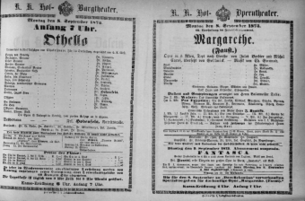 Theaterzettel (Oper und Burgtheater in Wien) 18730908 Seite: 1