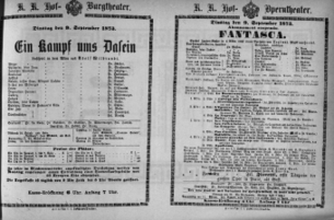 Theaterzettel (Oper und Burgtheater in Wien) 18730909 Seite: 1