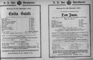 Theaterzettel (Oper und Burgtheater in Wien) 18730913 Seite: 1