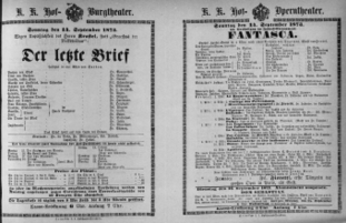 Theaterzettel (Oper und Burgtheater in Wien) 18730914 Seite: 1