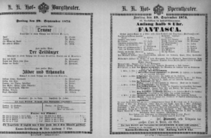 Theaterzettel (Oper und Burgtheater in Wien) 18730919 Seite: 1