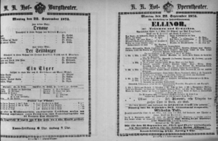 Theaterzettel (Oper und Burgtheater in Wien) 18730922 Seite: 1