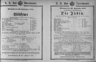 Theaterzettel (Oper und Burgtheater in Wien) 18730924 Seite: 1