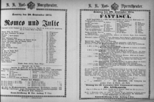Theaterzettel (Oper und Burgtheater in Wien) 18730928 Seite: 1