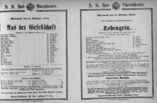 Theaterzettel (Oper und Burgtheater in Wien) 18731008 Seite: 1