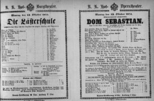 Theaterzettel (Oper und Burgtheater in Wien) 18731013 Seite: 1