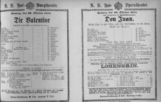 Theaterzettel (Oper und Burgtheater in Wien) 18731019 Seite: 1