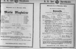 Theaterzettel (Oper und Burgtheater in Wien) 18731105 Seite: 1