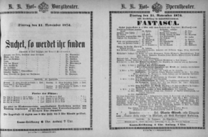 Theaterzettel (Oper und Burgtheater in Wien) 18731111 Seite: 1
