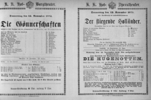 Theaterzettel (Oper und Burgtheater in Wien) 18731113 Seite: 1