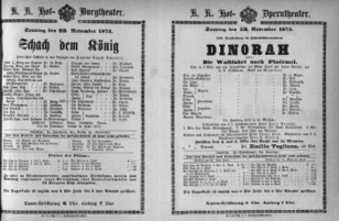 Theaterzettel (Oper und Burgtheater in Wien) 18731123 Seite: 1