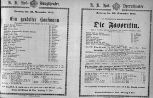 Theaterzettel (Oper und Burgtheater in Wien) 18731130 Seite: 1