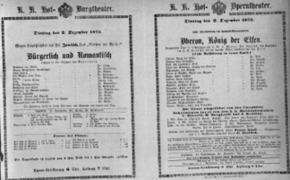 Theaterzettel (Oper und Burgtheater in Wien) 18731202 Seite: 1