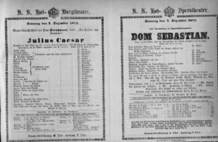 Theaterzettel (Oper und Burgtheater in Wien) 18731207 Seite: 1