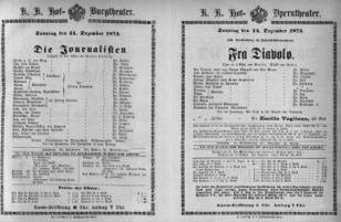 Theaterzettel (Oper und Burgtheater in Wien) 18731214 Seite: 1