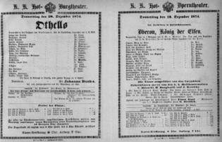 Theaterzettel (Oper und Burgtheater in Wien) 18731218 Seite: 1