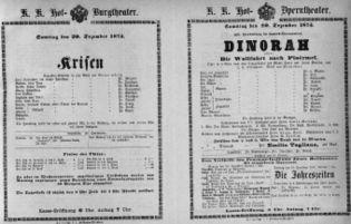 Theaterzettel (Oper und Burgtheater in Wien) 18731220 Seite: 1