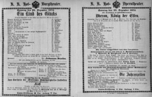 Theaterzettel (Oper und Burgtheater in Wien) 18731221 Seite: 1