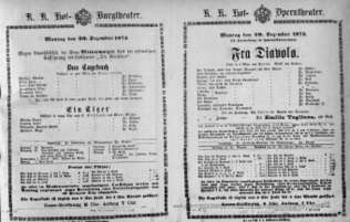 Theaterzettel (Oper und Burgtheater in Wien) 18731229 Seite: 1