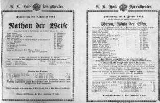 Theaterzettel (Oper und Burgtheater in Wien) 18740101 Seite: 1