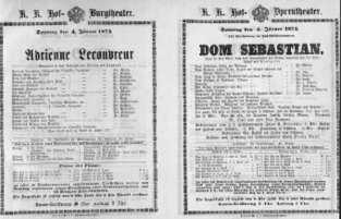 Theaterzettel (Oper und Burgtheater in Wien) 18740104 Seite: 1