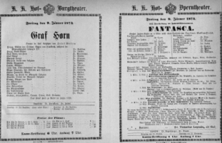 Theaterzettel (Oper und Burgtheater in Wien) 18740109 Seite: 1